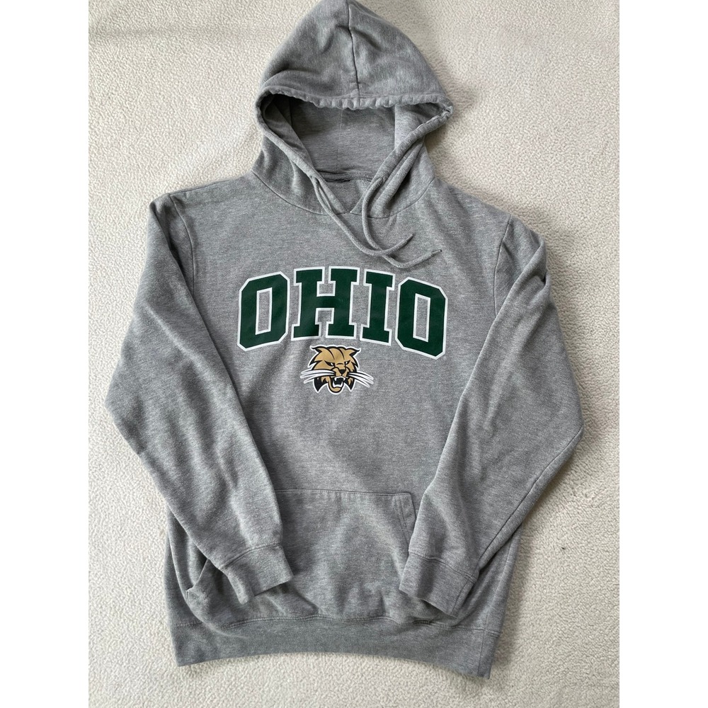 Ohio‎ University Mens Medium Hoodie Gray Bobcats NCAA Collegiate Sweatshirt